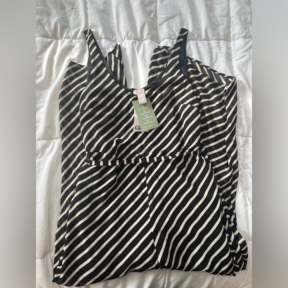 H&M Ankle Length Striped Chiffon Jumpsuit NWT - Picture 5 of 7